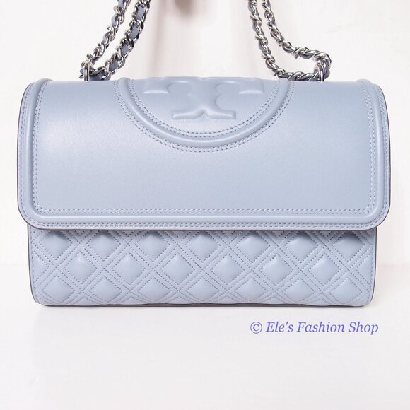 NWT Tory Burch Fleming Small Leather Shoulder Crossbody Bag CLOUD BLUE Authentic - Picture 11 of 15